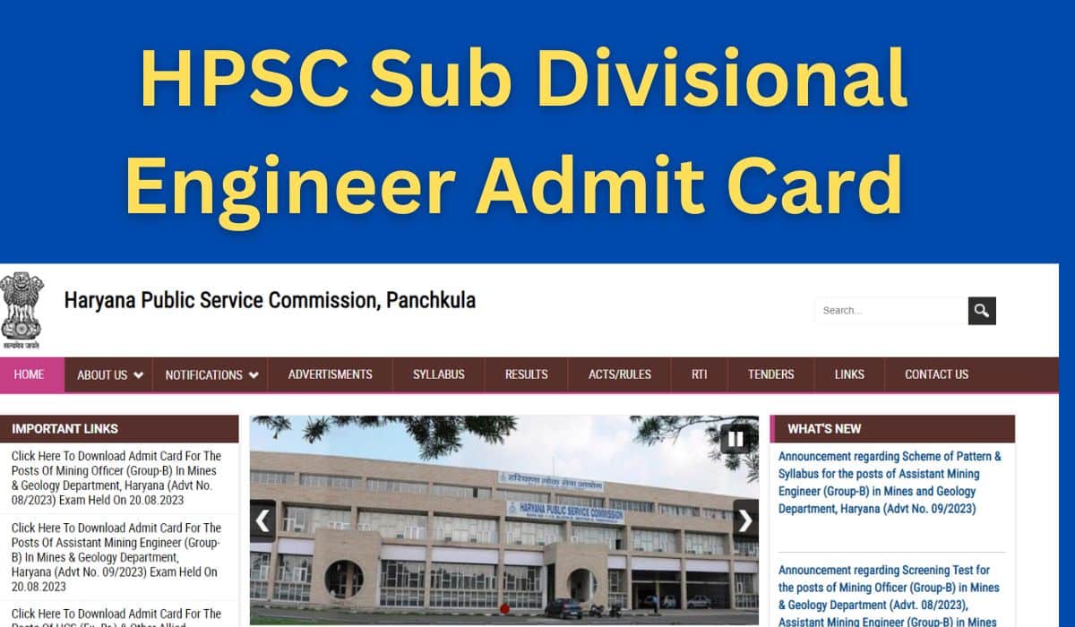 hpsc sub divisional engineer admit card