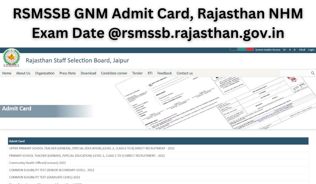 rsmssb gnm admit card