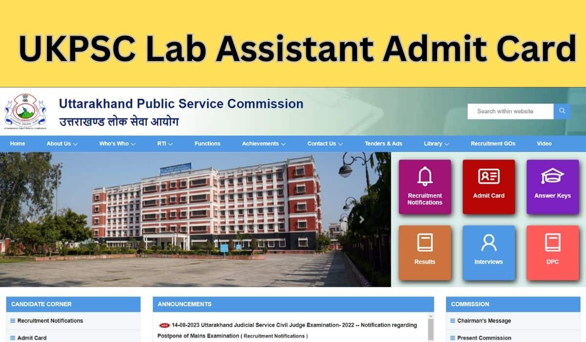 ukpsc lab assistant admit card
